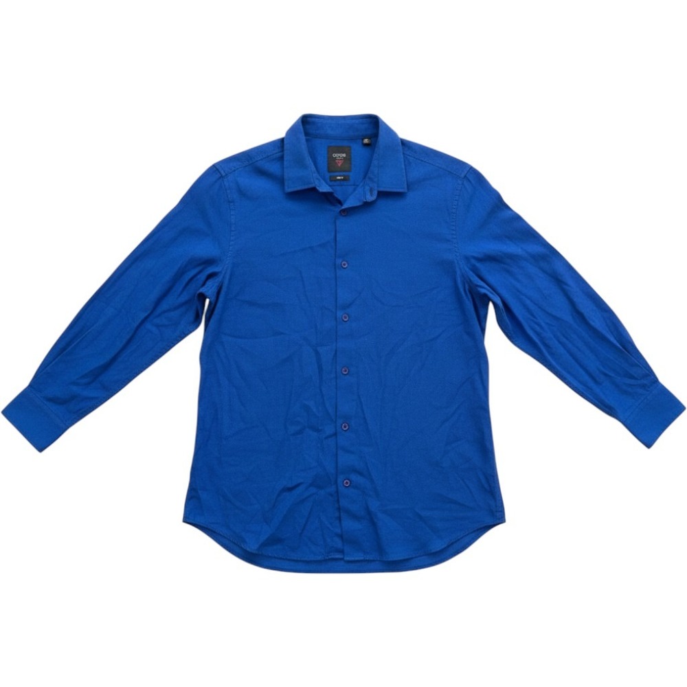 Guess Slim Fit Royal Blue Long Sleeve Button Down Shirt Mens XL Textured Logo